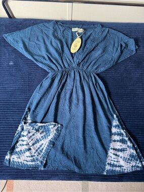 Lani Lau Womans Indigo Tie-Dye Sun Dress/Cover Up